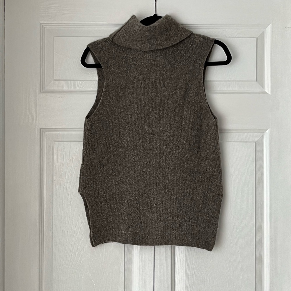 Community x Aritzia  - Wool Blend Turtleneck Sweater Vest in Taupe / Gray - Picture 2 of 8